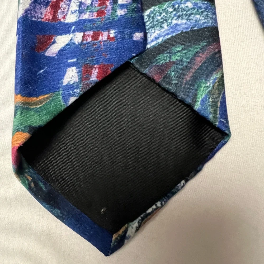 Jonathan Peters Abstract Wearable Eclectic Art Tie Green Blue Purple Red Necktie